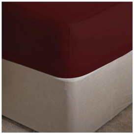 "GC GAVENO CAVAILIA King Size Fitted Sheet Extra Deep Pockets (16"" - 40cm) - Fade Resistant Washable Linen - Burgundy"