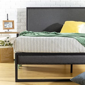 ZINUS Christina 36 cm Upholstered Platform Bed Frame with Headboard - Wood Slat Support - Easy Assembly - King - Grey