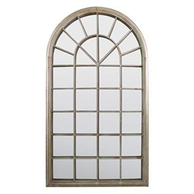 MirrorOutlet Milton Manor Rustic Cream Multi Panel Arched Window Garden Outdoor Mirror 4ft3 x 2ft6, Ivory,GMA011-M