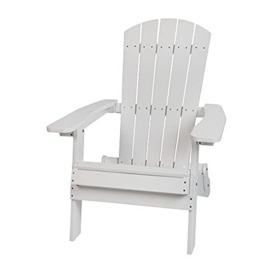 Flash Furniture Charlestown All-Weather Poly Resin Indoor/Outdoor Folding Adirondack Chair, White, Set of 1