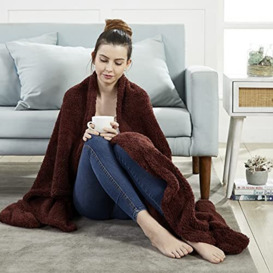 Penguin Home Solid Sherpa Blanket Microfiber Throw for All Season, Throws for Sofa Fluffy Blanket Bed Throw for Bedroom, Single Size -130 X 180 cm (Chocolate Brown)