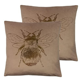 Evans Lichfield Nectar Bee Twin Pack Feather Filled Cushions, Biscuit, 43 x 43cm