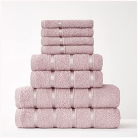 GC GAVENO CAVAILIA 8 Piece Towel Bale Set - Egyptian Cotton - Face Towel - Hand Towel - Bath Towel - - Quick Dry & Highly Absorbent Towels Blush Pink - Washable Towels For Bathroom