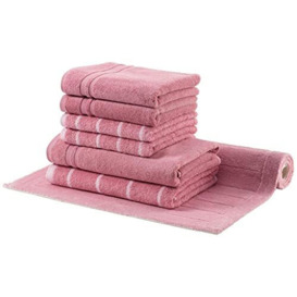 Egeria Line Set with Hand Towels, Shower Towels and Bath Mat 70 x 120 cm Dusty Pink