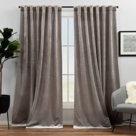"Exclusive Home Velvet Heavyweight Light Filtering Hidden Tab Top Curtain Panel Pair, 52""x96"", Taupe"