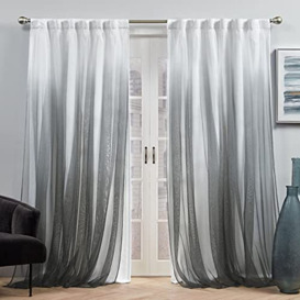 "Exclusive Home Crescendo Lined Room Darkening Blackout Hidden Tab Top Curtain Panel Pair, 52""x108"", Black, Set of 2"