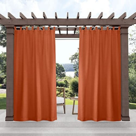 "Exclusive Home Cabana Solid Indoor/Outdoor Light Filtering Hook-and-Loop Tab Top Curtain Panel, 54""x96"", Mecca Orange, Set of 2"