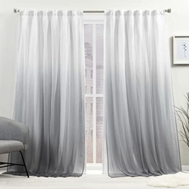 "Exclusive Home Crescendo Lined Room Darkening Blackout Hidden Tab Top Curtain Panel Pair, 52""x96"", Grey, Set of 2"
