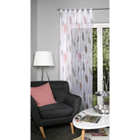 HOMEbasics Paolo 49462 Tab-Top Curtain Transparent Printed (Red, 145 x 140 cm)