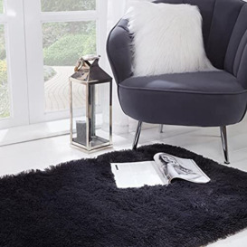 Sienna Fluffy Rug for Living Room Large Bedroom Anti-Slip Carpet Shaggy 4cm Pile Non-Shed Super Soft Floor Mat, Charcoal Grey - 160 x 230cm