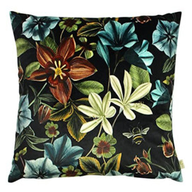Evans Lichfield Midnight Garden Aquilegia Polyester Filled Cushion, Teal, 43 x 43cm