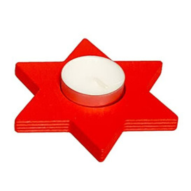 Hess Holzspielzeug Wooden Tea Light Holder in Red Star Shape Table Candlestick Decoration for Special Occasions from the Ore Mountains Diameter Approx. 15 cm