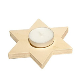 Hess Holzspielzeug 40034 Wooden Tea Light Holder in Star Shape, Natural, Table Candle Holder as Decoration for Special Occasions from the Ore Mountains