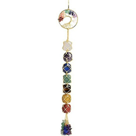 Anjiucc Tree of Life Handmade 7 Chakras Stones Healing Crystals Tree of Life Hanging Ornament for Home Decor