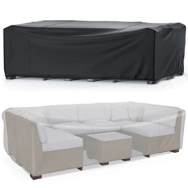 Mrrihand Garden Furniture Covers Waterproof 242x162x100cm, Trunk Table Cover 600D Heavy Duty Windproof, with Hidden Air Vent, Patio Outdoor Furniture Covers for Furniture Sets Black