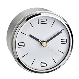 TFA Dostmann Camino 60.1036.55 Table Clock Modern Small Analogue Elegant Design Non-Slip Aluminium Silver, Plastic, (L) 94 x (B) 94 x (H) 61 mm