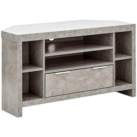 GFW Bloc Corner TV Unit Slim Console Table With 6 Shelves & 1 Drawer Media Storage Cabinet For Living Room. Industrial Furniture Concrete Grey, Engineered Wood, 104 x 43 x 55 cm