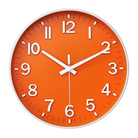 HZDHCLH Wall Clock 12 Inch Silent Non Ticking Clock for Living Room Bedroom Kitchen Office (Orange)