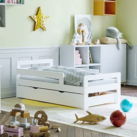 Junior Vida Taurus Wooden Bed Toddler Solid Pine Wood Children Kids Junior Bed Frame White