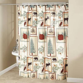 The Lakeside Collection Rustic Mountain Lodge Moose and Bear Theme Bathroom Décor, Shower Curtain