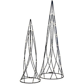WeRChristmas Set of 2 Pre-Lit Geometric Christmas Tree Cones, 126 Warm White LEDs, (WRC-10104)