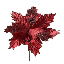 WeRChristmas Artificial Poinsettia Christmas Tree Flower Decoration, Red, 26 cm