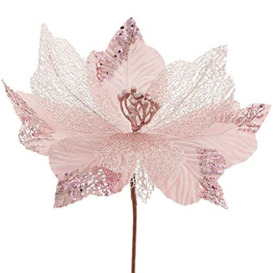 WeRChristmas Artificial Poinsettia Christmas Tree Flower Decoration, Pink, 30 cm