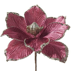 WeRChristmas Artificial Magnolia Christmas Tree Flower Decoration, Pink, 26 cm
