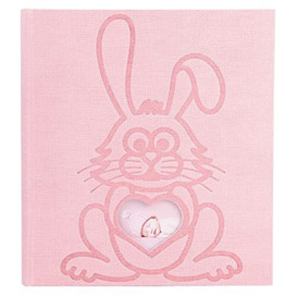 Exacompta - Ref 16564E - Cute Bunny Rabbit Baby Girl Photo Album - 290 x 320mm in Size, 60 Blank Pages, Holds Up To 300 Photos - Pink Textured Paper Cover