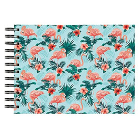 Exacompta - Ref 16702E - Flamingo Spiralbound Photo Album - 230 x 160mm in Size, 50 White Pages, Holds Up To 50 Photos - Glossy Laminated Flamingo Print Cover