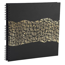 Exacompta - Ref 16981E - Aramy Spiralbound Photo Album - 320 x 320mm in Size, 60 Black Pages, Holds Approximately 360 Photos - Gold Marking Embossed Cover