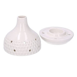 Vacchetti Ceramic Candle Holder 1 Place White Round, Multicolor, Medium