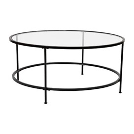 Flash Furniture Coffee Table, Metal, Clear/Matte Black, Set of 1