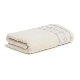 Möve Cosy Knits Chenille border hand towel 50 x 100 cm made of 100% cotton, nature/cashmere