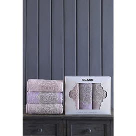 Questo Casa Set of Bath Towels, 3 Pieces Set, 16/1 Lacey Bamboo 550 g/m2, 50 x 90 cm (Each), Multicoloured
