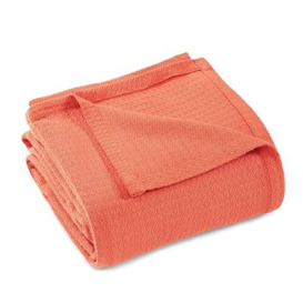 SUPERIOR Waffle Weave Cotton Blanket, for Picnic, Beach, Traveling or Camping, Comfy Blanket, Bedroom Decor, Essentials, Cover for Bed, Couch, Lounging, Honeycomb Knit, Throw, Coral