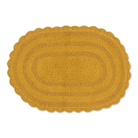 DII Crochet Collection Reversible Bath Mat, Small Oval, 17x24, Honey Gold