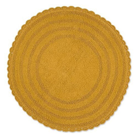 "DII Crochet Collection Reversible Bath Mat, Round, 27.5"" Diameter, Honey Gold"