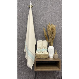 Questo Casa Bath Towel, Beach Towel, 16/1 Bamboo, Aphrodisia Pattern, Jacquard Weave, Quick Drying, 330 g/m², 80 x 150 cm, 1 Piece, Natural, Mint