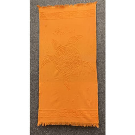 Questo Casa Bath Towel, Beach Towel, 16/1 Bamboo, Caretta Pattern, Jacquard Weave, Quick-Drying, 330 g/m², 80 x 150 cm, 1 Piece, Orange
