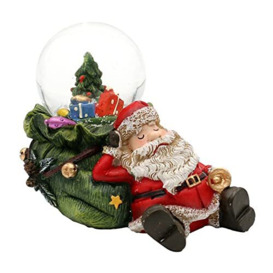 Dekohelden24 Beautiful Santa Claus Snow Globe with Gift Bag and Christmas Tree, Dimensions (L x W x H): approx. 10 x 7 x 6 cm, diameter 4.5 cm