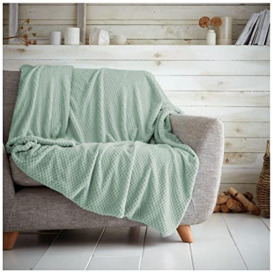 GC GAVENO CAVAILIA Popcorn Sofa Bed Blanket, Snuggle Waffle Throw, Fleece Blankets, Duck Egg, 150X200 Cm