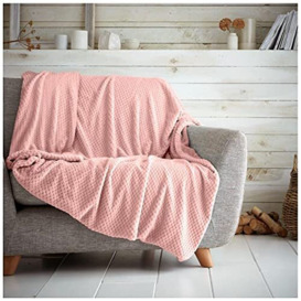 GC GAVENO CAVAILIA Popcorn Sofa Bed Blanket, Snuggle Waffle Throw, Fleece Blankets, Blush Pink, 150X200 Cm