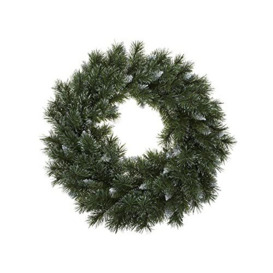 Immerse Creations Christmas Festive PVC Snow Tipped Pine Branch Wreath with hanging tag (24 inch diameter), Green