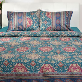 SAN Marco 4-Piece Bed Linen Set 200 x 220 cm Turquoise