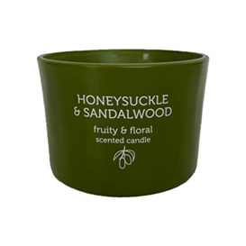 Pan Aroma Green Decorative Holder & Scented Candle, Sandalwood & Honeysuckle, 85G