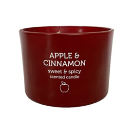 Pan Aroma Red Decorative Holder & Scented Candle, Apple & Cinnamon, 85G
