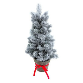 GreenBrokers Artificial Mini Christmas Tree with LED Lights in Pot 50cm/20in, Silver 20