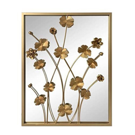 CIAL LAMA Rectangular Wall Mirror Flowers Metal 70 x 50 cm