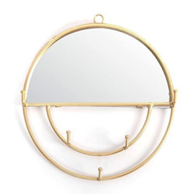 CIAL LAMA Jewellery Wall Hanger with Mirror Jewellery Hanger Decorative Gold Coat Rack 25 cm